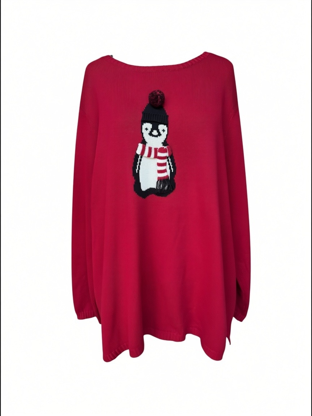 NWOT Coldwater Creek Oversized 3D Penguin Fine-Gauge Knit Tunic Crewneck Sweater